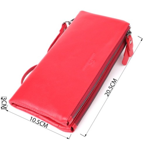 Гаманець ST Leather Шкіряний на три відділення Червоний (23109)