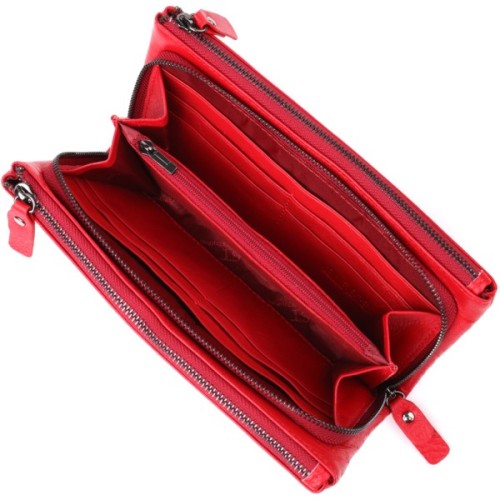 Гаманець ST Leather Шкіряний на три відділення Червоний (23109)