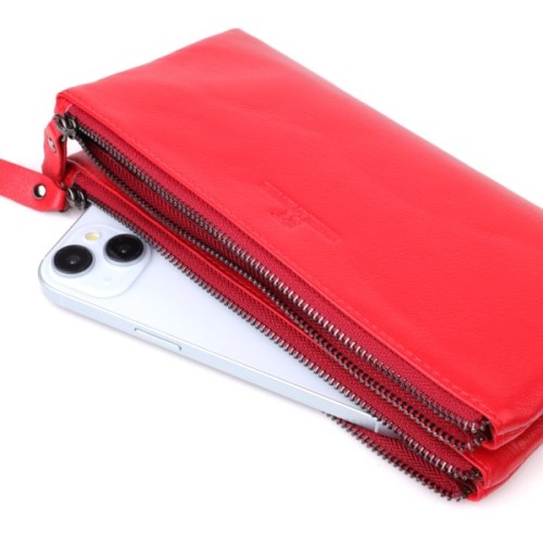 Гаманець ST Leather Шкіряний на три відділення Червоний (23109)