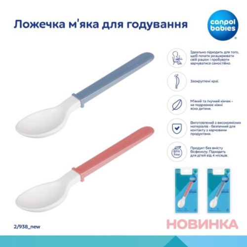 Набір дитячого посуду Canpol babies ложечка м''яка для годування, блакитна (2/938_new)