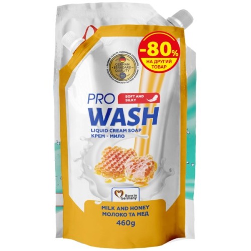 Набір побутової хімії Power De Luxe Гель для прання Універсальний 1000 г + Pro Wash Рідке крем-мило Молоко та мед 460 г (4262396147950)