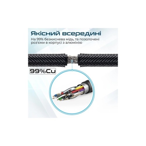 Кабель мультимедійний HDMI M to HDMI M V2.0 5.0m 90° corner Promate (prolink4k1-500.black)