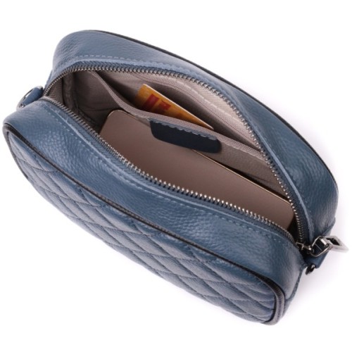 Сумка Vintage Шкіряна жіноча через плече на одне відділення Синя (22385)