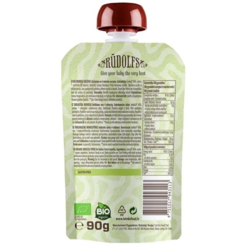 Дитяче пюре Rudolfs органічне броколі 4+, 90 г (4751017943113)