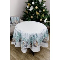 Скатертина Прованс гобеленова Казкові гноми Dх136 см (038457)