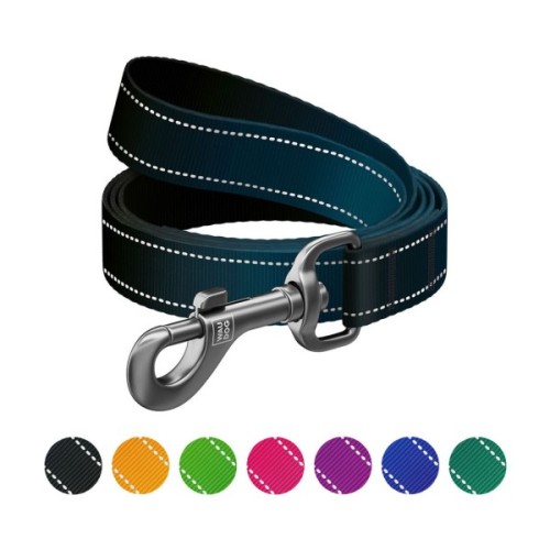 Повідець для собак WAUDOG Nylon Mono, світловідбивний L-XXL чорний (52191)
