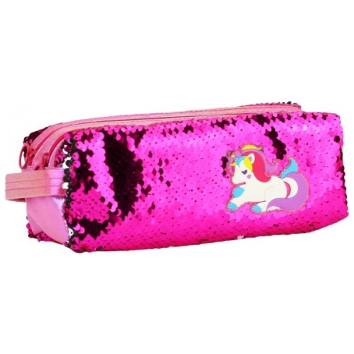 Пенал Cool For School 2 відділення з паєтками та аплікацією Фіолетовий (CF6615-purple)