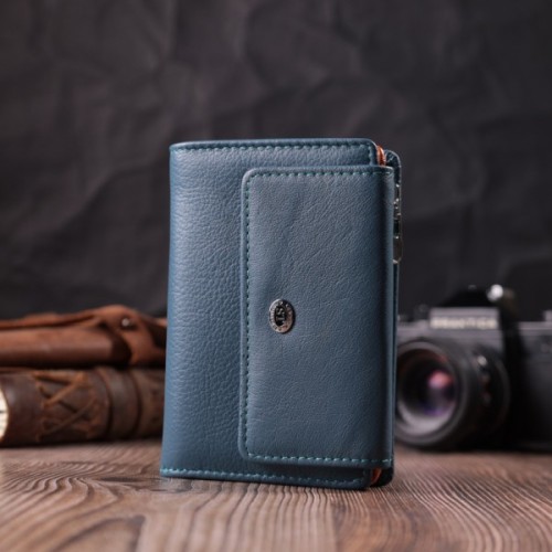 Гаманець ST Leather З натуральної шкіри Бірюзовий (22504)