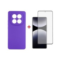 Чохол до мобільного телефона Dengos Kit Xiaomi Redmi Note 14 Pro case Carbon + glass (Purple) (DG-KM-130)