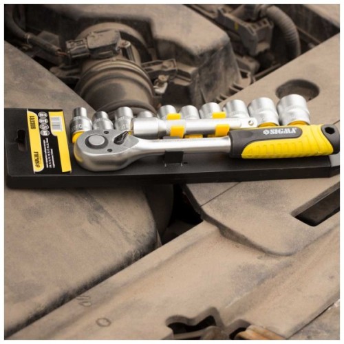 Набір торцевих головок Sigma 1/2" з набором насадок та подовжувачем 12шт CrV mid (6003701)