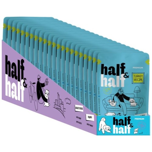 Вологий корм для собак Half&Half шматочки індички в соусі 100 г (4820261921212)