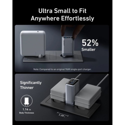 Зарядний пристрій Anker GaNPrime 100W 2xUSB-C PD + 1xUSB-A Foldable Silver (A2688341)