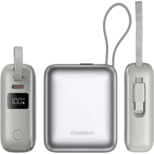 Батарея універсальна Choetech 10000mAh, 35W. PD/3.0, LED Display, buid-in type-C cabel, Grey (B832-GY)
