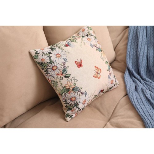Подушка Прованс гобеленова декоративна Alicia метелики та квіти 45х45 см (021823)