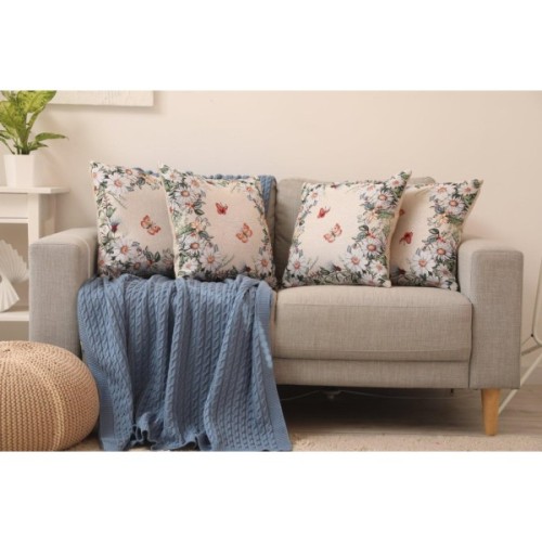 Подушка Прованс гобеленова декоративна Alicia метелики та квіти 45х45 см (021823)