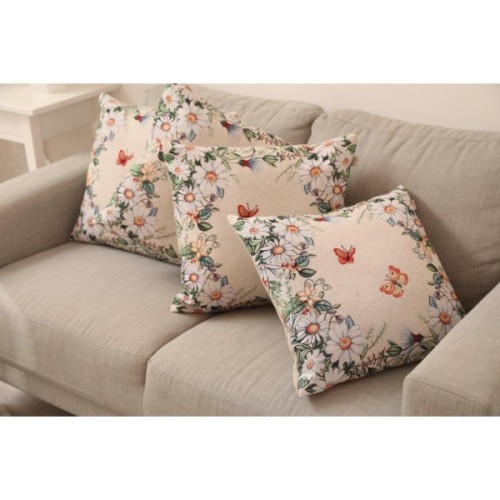 Подушка Прованс гобеленова декоративна Alicia метелики та квіти 45х45 см (021823)