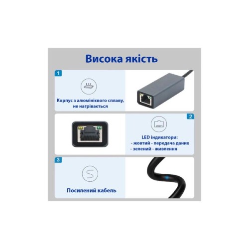 Адаптер USB-C to RJ45 Ethernet 1000Mbps Dynamode (DM-AD-GLAN-C)