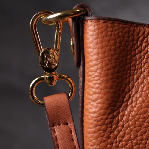 Сумка Vintage Жіноча з автономною косметичкою всередині з натуральної шкіри Коричнева (22366)