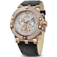 Наручний годинник Seculus 4490.2.503 white, pvd-r stones, black leather