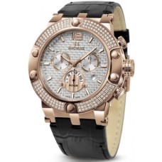 Наручний годинник Seculus 4490.2.503 white, pvd-r stones, black leather