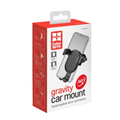 Універсальний автотримач ColorWay Metallic Gravity Holder Black (CW-CHG01-BK)