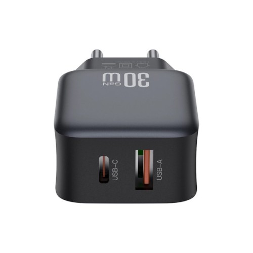 Зарядний пристрій XO L156 USB-C PD30W + USB-A QC3.0 Black (L156.black)