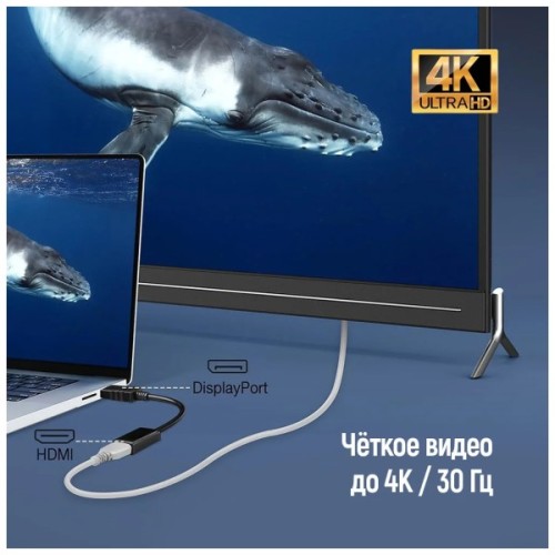 Перехідник HDMI F to DisplayPort M 4K30Hz black ColorWay (CW-AD-DPHD)