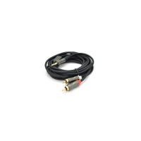 Кабель мультимедійний 3.5mm M to 2xRCA M 3.0m black VEGGIEG (YT-AR2-3)