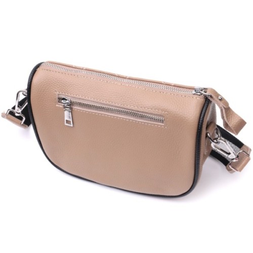 Сумка Vintage Напівкругла крос-боді жіноча з натуральної шкіри Бежева (22392)