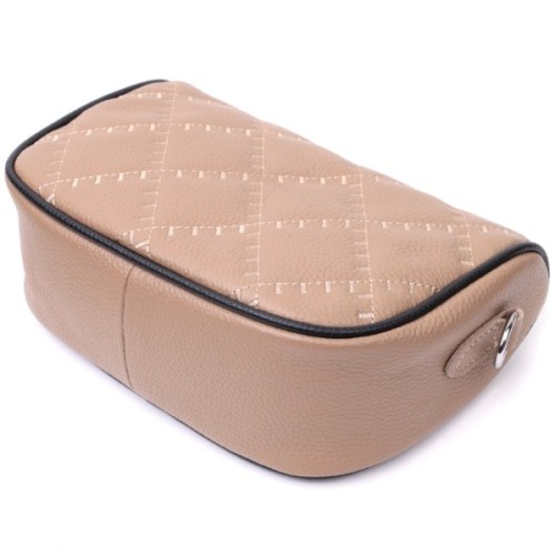 Сумка Vintage Напівкругла крос-боді жіноча з натуральної шкіри Бежева (22392)