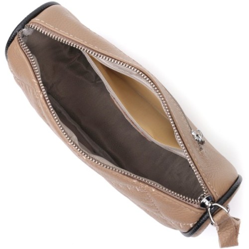 Сумка Vintage Напівкругла крос-боді жіноча з натуральної шкіри Бежева (22392)