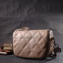 Сумка Vintage Напівкругла крос-боді жіноча з натуральної шкіри Бежева (22392)