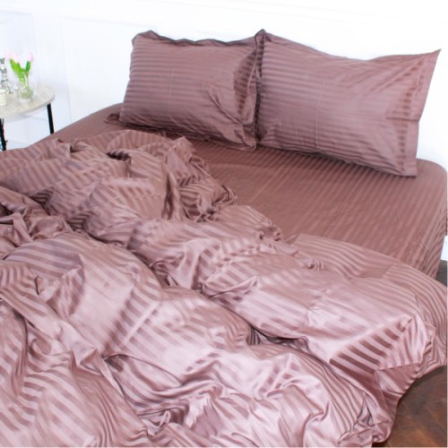 Постільна білизна MirSon SatinStripe 30-0006DarkBrown 200х220 Євро (2200005249468)