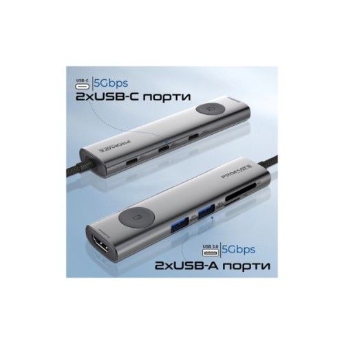 Концентратор Promate USB-C 9-in-1 Promate comandhub-lite (comandhub-lite)