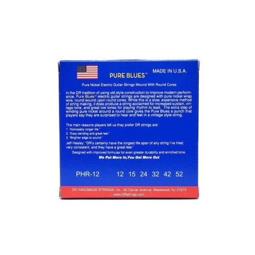 Струни для гітари DR Strings PURE BLUES Electric Guitar Strings - Extra Heavy (12-52) (PHR-12)
