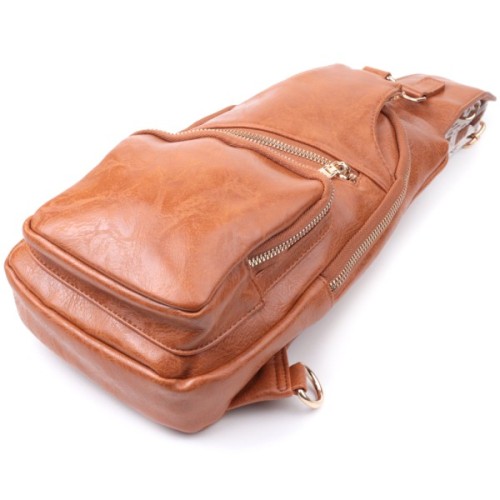 Сумка Vintage Жіноча слінг через плече з екошкіри Руда (22751)