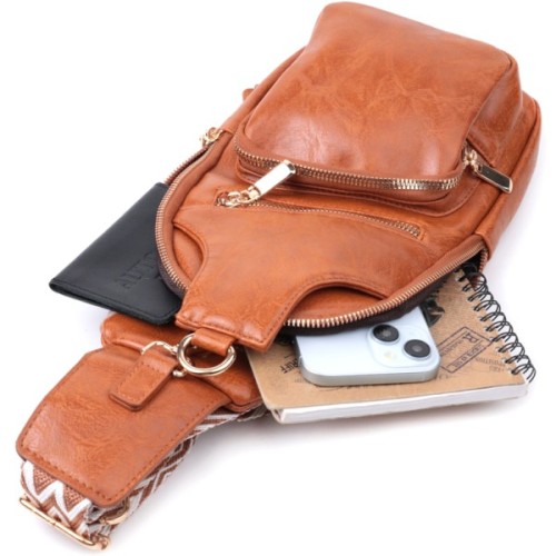 Сумка Vintage Жіноча слінг через плече з екошкіри Руда (22751)