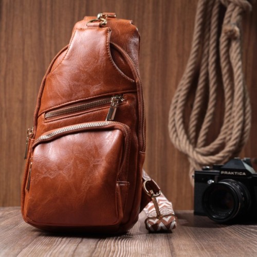 Сумка Vintage Жіноча слінг через плече з екошкіри Руда (22751)