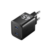 Зарядний пристрій Vention 2xUSB-C PD45W GaN black (FEFB0-EU)