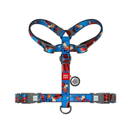 Шлея для собак WAUDOG Nylon H-подібна з QR-паспортом "Сила Супермена", пластиковий фастекс S (343-1079)