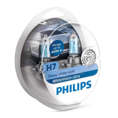 Автолампа Philips H7 WhiteVision Ultra +60% 2шт (12972WVUSM)