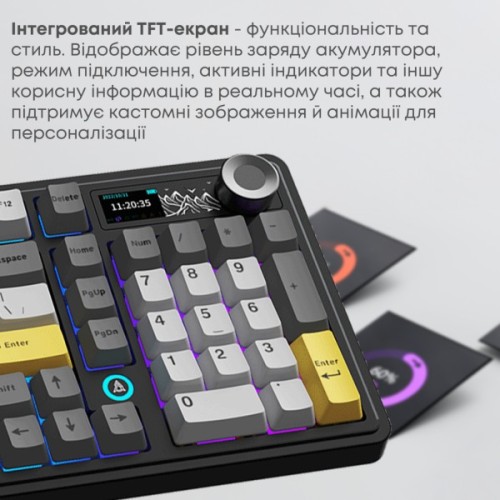 Клавіатура Ajazz AK980 V2 Gift Switch V2 Wireless/Bluetooth/USB UA Black/Grey/Yellow (AK980-V2-G-BGY)
