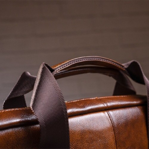 Сумка Vintage Чоловіча з зернистої шкіри Коричнева (14837)