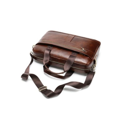 Сумка Vintage Чоловіча з зернистої шкіри Коричнева (14837)