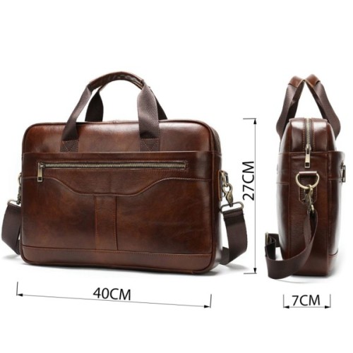 Сумка Vintage Чоловіча з зернистої шкіри Коричнева (14837)