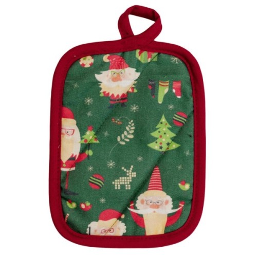 Кухонна прихватка Прованс набір рукавичка та прихватка Санта на зеленому (035795)