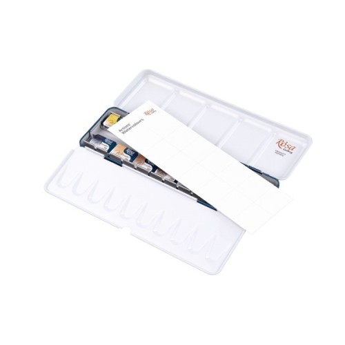 Акварельні фарби Rosa Gallery Portrait, в металевому пеналі, 14 кол., кювета (4823098539766)