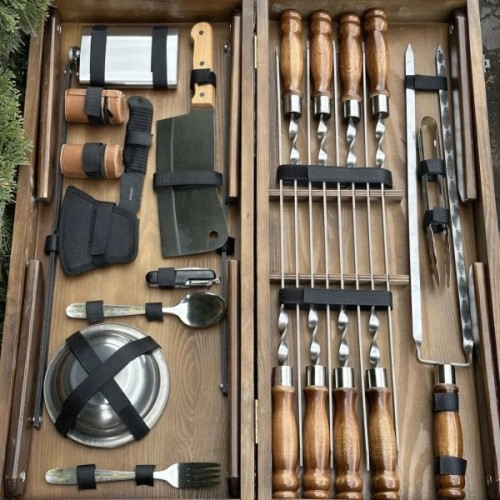 Набір для барбекю Metalzavod Пікнік кейс-столик світла текстура (PN-Piknik-TLT)