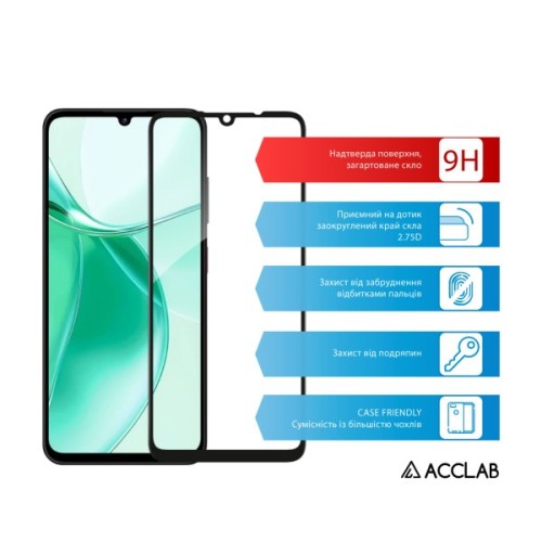 Скло захисне ACCLAB Full Glue ESD ZTE Blade A36 Black (1283126635595)