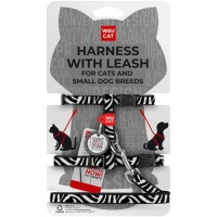 Шлея для котів Waucat Nylon з QR паспортом "Зубасті монстри" пластиковий фастекс (329-4048)